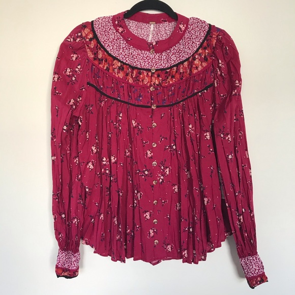 NWT! Free People Paloma Floral Poet Top - Picture 3 of 6